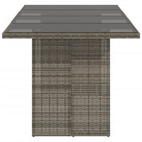 Thumbnail for Gartentisch mit Glasplatte Grau 190x80x74 cm Poly Rattan