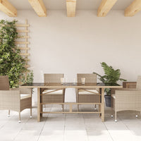 Thumbnail for Gartentisch mit Glasplatte Beige 190x80x74 cm Poly Rattan