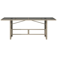 Thumbnail for Gartentisch mit Glasplatte Hellgrau 190x80x74 cm Poly Rattan