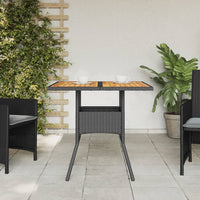 Thumbnail for Gartentisch mit Holzplatte Schwarz 80x80x75 cm Poly Rattan