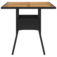 Thumbnail for Gartentisch mit Holzplatte Schwarz 80x80x75 cm Poly Rattan