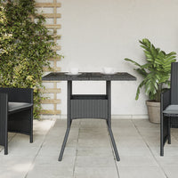Thumbnail for Gartentisch mit Glasplatte Schwarz 80x80x75 cm Poly Rattan