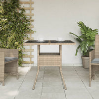 Thumbnail for Gartentisch mit Glasplatte Beige 80x80x75 cm Poly Rattan