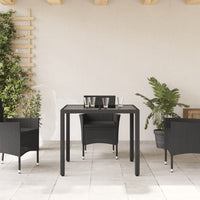 Thumbnail for Gartentisch mit Glasplatte Schwarz 90x90x75 cm Poly Rattan
