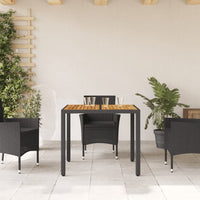 Thumbnail for Gartentisch mit Holzplatte Schwarz 90x90x75 cm Poly Rattan