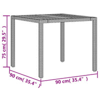 Thumbnail for Gartentisch mit Akazienholz-Platte Grau 90x90x75 cm Poly Rattan