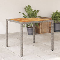 Thumbnail for Gartentisch mit Akazienholz-Platte Grau 90x90x75 cm Poly Rattan