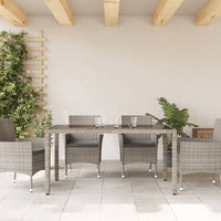 Thumbnail for Gartentisch mit Glasplatte Grau 150x90x75 cm Poly Rattan