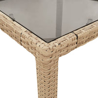 Thumbnail for Gartentisch mit Glasplatte Beige 150x90x75 cm Poly Rattan