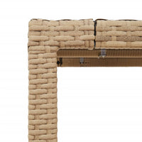 Thumbnail for Gartentisch mit Glasplatte Beige 150x90x75 cm Poly Rattan