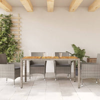 Thumbnail for Gartentisch mit Akazienholz-Platte Grau 150x90x75cm Poly Rattan