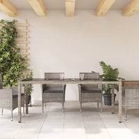 Thumbnail for Gartentisch mit Glasplatte Grau 190x90x75 cm Poly Rattan