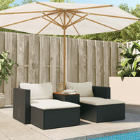 Thumbnail for 5tlg. Garten-Sofagarnitur mit Kissen Schwarz Poly Rattan Akazie