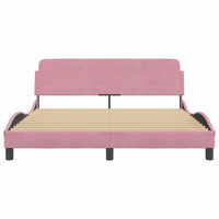 Thumbnail for Bettgestell mit Kopfteil Rosa 160x200 cm Samt