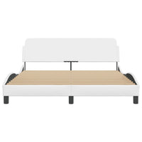 Thumbnail for Bettgestell mit Kopfteil Weiß 160x200 cm Kunstleder
