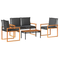 Thumbnail for 4-tlg. Garten-Lounge-Set mit Kissen Schwarz Poly Rattan