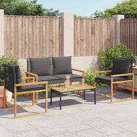 Thumbnail for 4-tlg. Garten-Lounge-Set mit Kissen Schwarz Poly Rattan