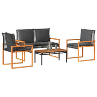 Thumbnail for 4-tlg. Garten-Lounge-Set mit Kissen Schwarz Poly Rattan