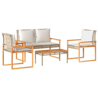 Thumbnail for 4-tlg. Garten-Lounge-Set mit Kissen Beige Poly Rattan
