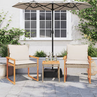 Thumbnail for 3-tlg. Bistro-Set mit Kissen Beige Poly Rattan Akazienholz