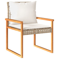 Thumbnail for 3-tlg. Bistro-Set mit Kissen Beige Poly Rattan Akazienholz