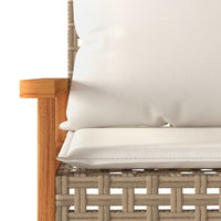 Thumbnail for 3-tlg. Bistro-Set mit Kissen Beige Poly Rattan Akazienholz