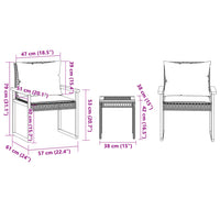 Thumbnail for 3-tlg. Bistro-Set mit Kissen Beige Poly Rattan Akazienholz