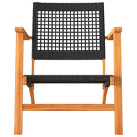 Thumbnail for 3-tlg. Bistro-Set Schwarz Poly Rattan und Massivholz Akazie