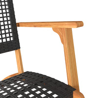 Thumbnail for 3-tlg. Bistro-Set Schwarz Poly Rattan und Massivholz Akazie