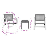 Thumbnail for 3-tlg. Bistro-Set Schwarz Poly Rattan und Massivholz Akazie
