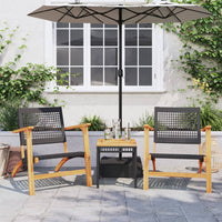 Thumbnail for 3-tlg. Bistro-Set Schwarz Poly Rattan und Massivholz Akazie