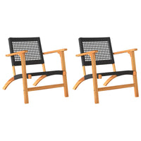 Thumbnail for Gartenstühle 2 Stk. Schwarz Poly Rattan und Akazienholz