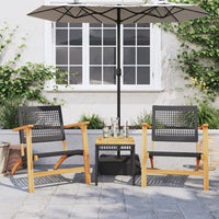 Thumbnail for Gartenstühle 2 Stk. Schwarz Poly Rattan und Akazienholz