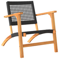 Thumbnail for Gartenstühle 2 Stk. Schwarz Poly Rattan und Akazienholz