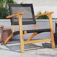 Thumbnail for Gartenstühle 2 Stk. Schwarz Poly Rattan und Akazienholz