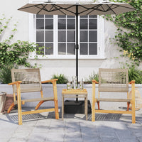 Thumbnail for Gartenstühle 2 Stk. Beige Poly Rattan und Akazienholz