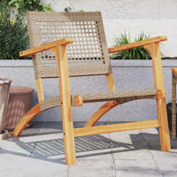 Thumbnail for Gartenstühle 2 Stk. Beige Poly Rattan und Akazienholz