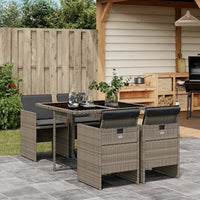 Thumbnail for 5-tlg. Garten-Essgruppe mit Kissen Grau Poly Rattan