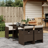 Thumbnail for 5-tlg. Garten-Essgruppe mit Kissen Braun Poly Rattan