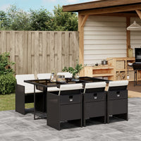 Thumbnail for 7-tlg. Garten-Essgruppe mit Kissen Schwarz Poly Rattan