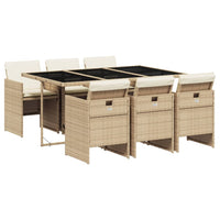 Thumbnail for 7-tlg. Garten-Essgruppe mit Kissen Beige Poly Rattan