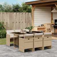 Thumbnail for 7-tlg. Garten-Essgruppe mit Kissen Beige Poly Rattan
