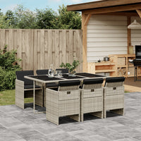 Thumbnail for 7-tlg. Garten-Essgruppe mit Kissen Hellgrau Poly Rattan