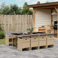 Thumbnail for 9-tlg. Garten-Essgruppe mit Kissen Beigemischung Poly Rattan