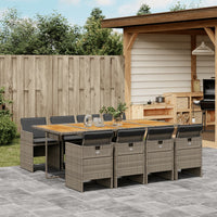 Thumbnail for 9-tlg. Garten-Essgruppe mit Kissen Grau Poly Rattan
