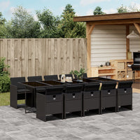 Thumbnail for 11-tlg. Garten-Essgruppe mit Kissen Schwarz Poly Rattan