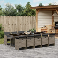 Thumbnail for 11-tlg. Garten-Essgruppe mit Kissen Grau Poly Rattan