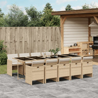Thumbnail for 11-tlg. Garten-Essgruppe mit Kissen Beige Poly Rattan