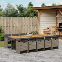 Thumbnail for 11-tlg. Garten-Essgruppe mit Kissen Grau Poly Rattan
