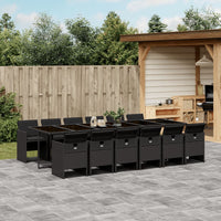 Thumbnail for 13-tlg. Garten-Essgruppe mit Kissen Schwarz Poly Rattan